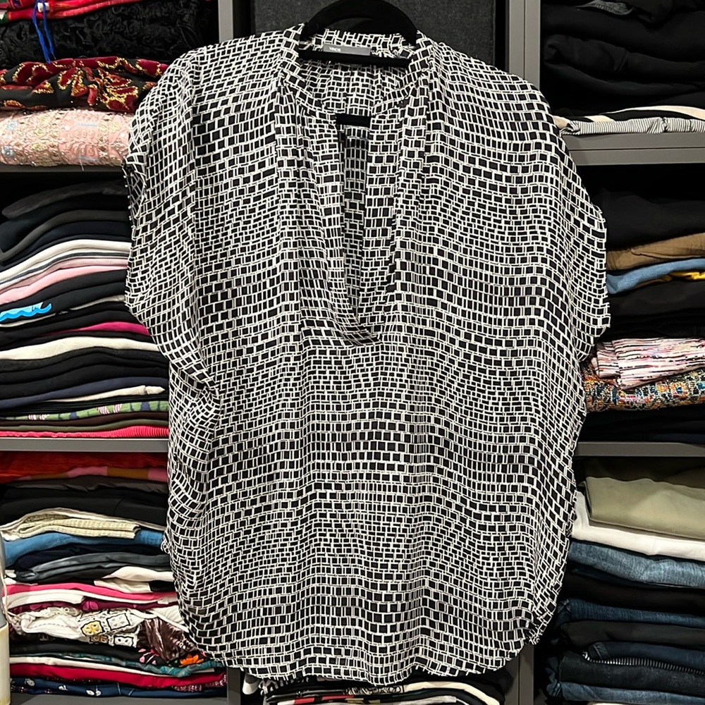 Vince • SILK Popover Ladder Print Silk Blouse